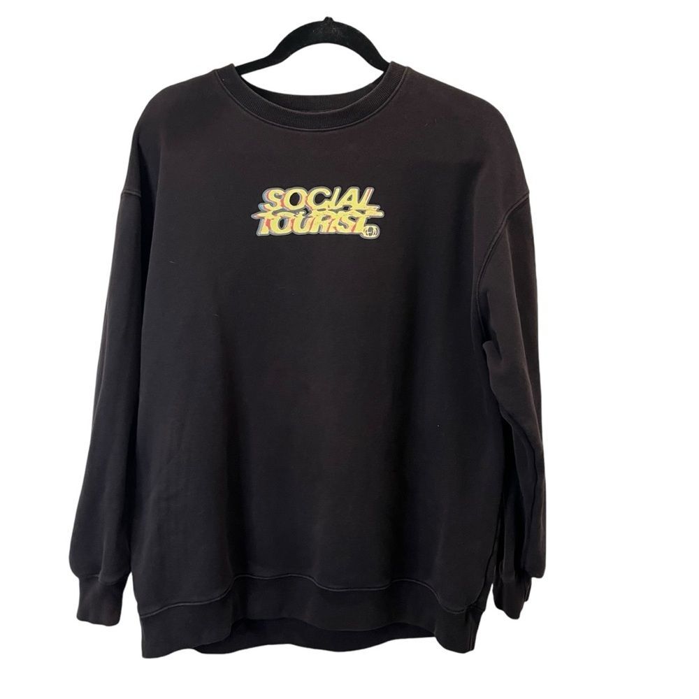 Abercrombie & Fitch Social Tourist Black Graphic Melting Logo Sweatshirt Women S